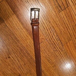 Martin Dingman Chestnut Brown Leather Belt with Polished Buckle